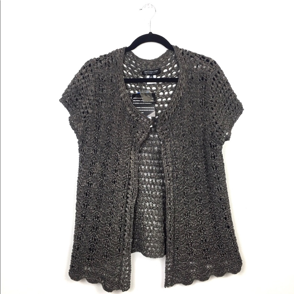 New Jones New York olive green net Cardigan